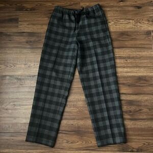 Aritzia Babaton Grey Check Plaid Trousers Women Small Elastic Waist Minimalist